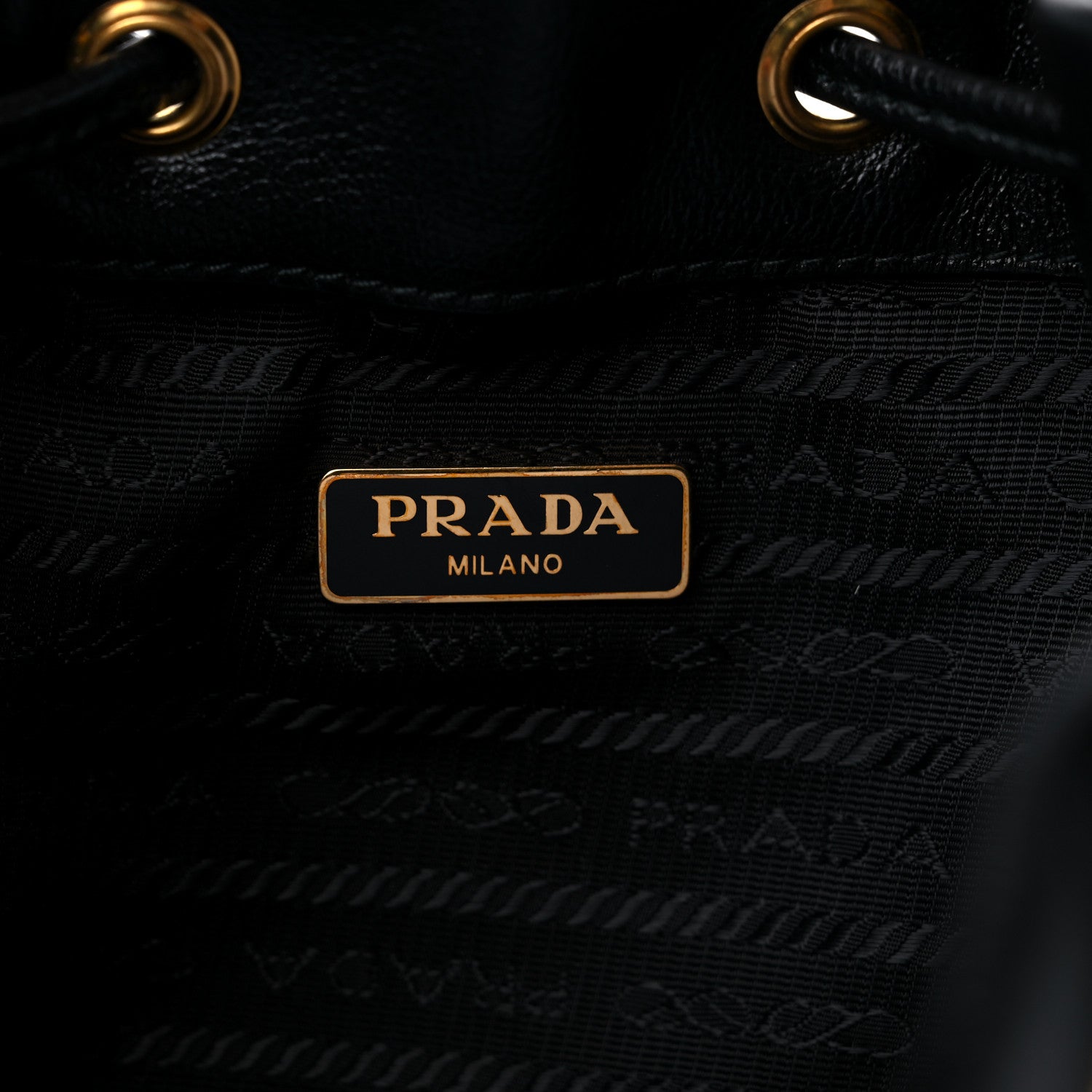 Prada Glace Calfskin Embossed Secchiello Bucket Bag Black 7 of 9