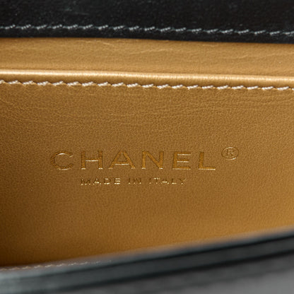 Chanel Calfskin Quilted Crystal Pearl Mini Flap Bag Black 7 of 11