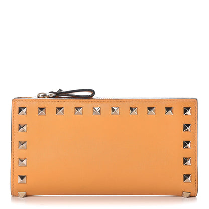 Valentino Garavani Calfskin Rockstud Continental Wallet Mandarin Sorbet 1 of 10