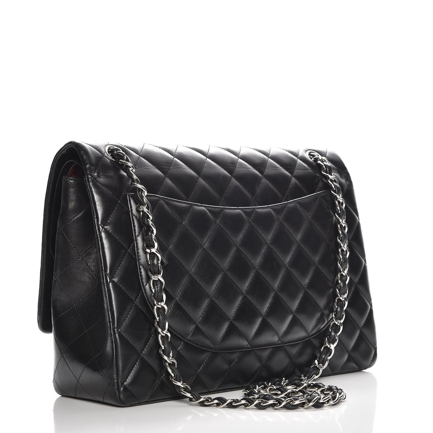 Lambskin Quilted Maxi Double Flap Black