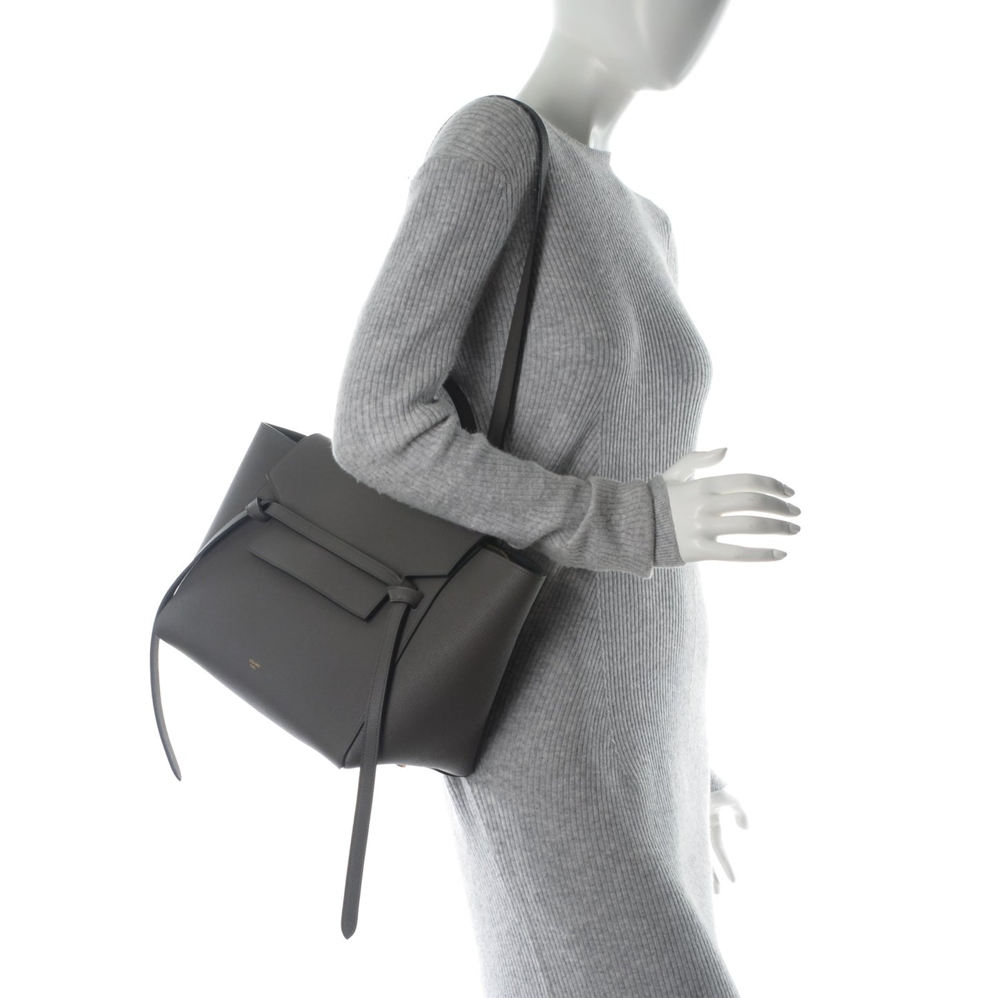 Grained Calfskin Mini Belt Bag Grey
