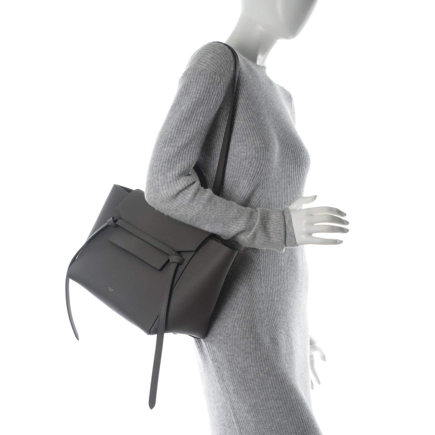 Celine Grained Calfskin Mini Belt Bag Grey 2 of 8
