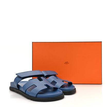 Hermes Epsom Womens Chypre Sandals 38 Bleu Bleuet 9 of 9