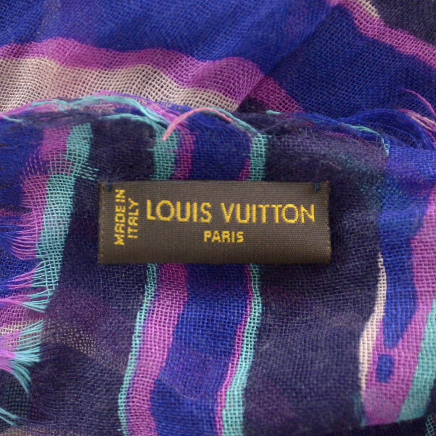 Louis Vuitton Cashmere Silk Zebra Stole Blue Lagoon 3 of 5