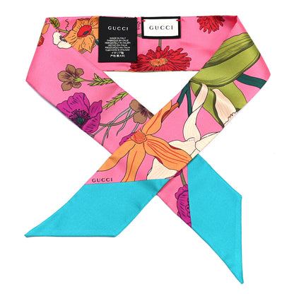 Gucci Silk Floral Neck Bow Scarf Multicolor 1 of 6