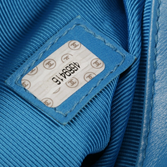 Quilted Lambskin Tortoise Handle Tote Turquoise