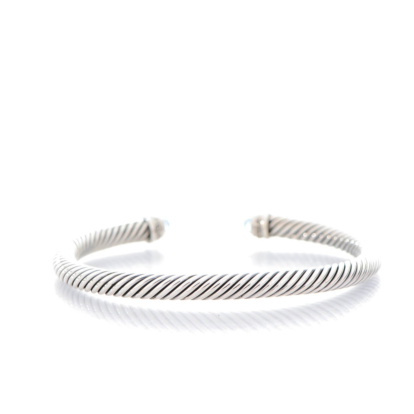 Sterling Silver Diamond Blue Topaz 5mm Cable Classics Bracelet