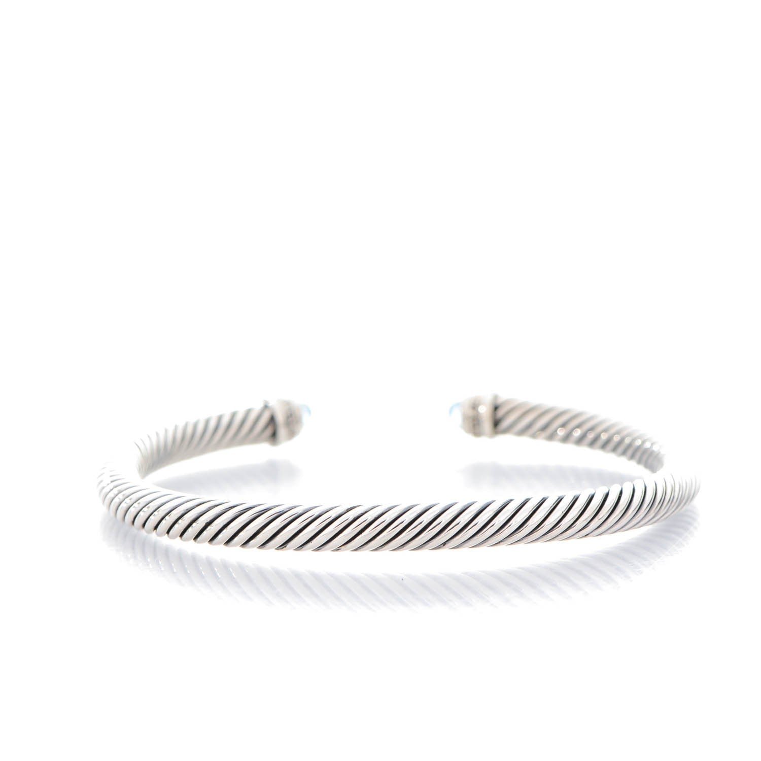 David Yurman Sterling Silver Diamond Blue Topaz 5mm Cable Classics Bracelet 3 of 5
