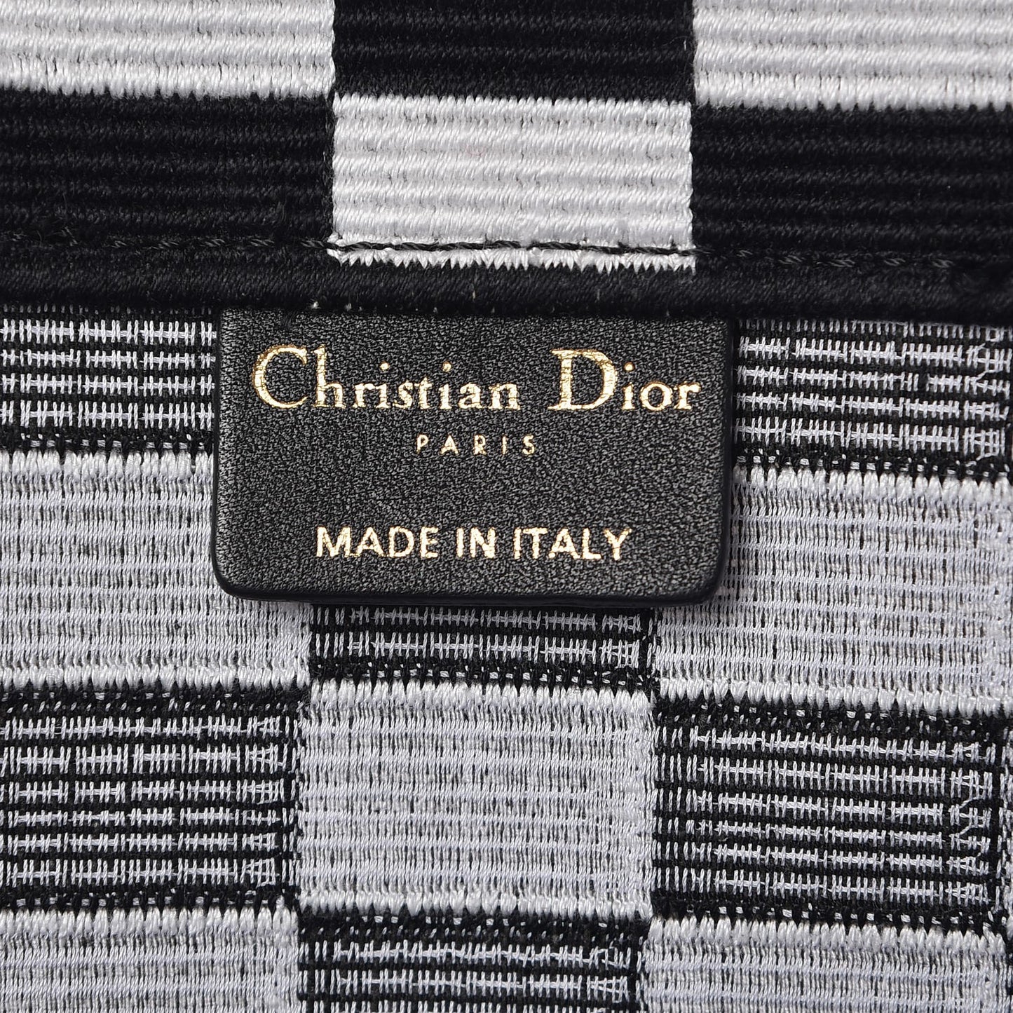 Canvas Embroidered Checkered Book Tote Black White