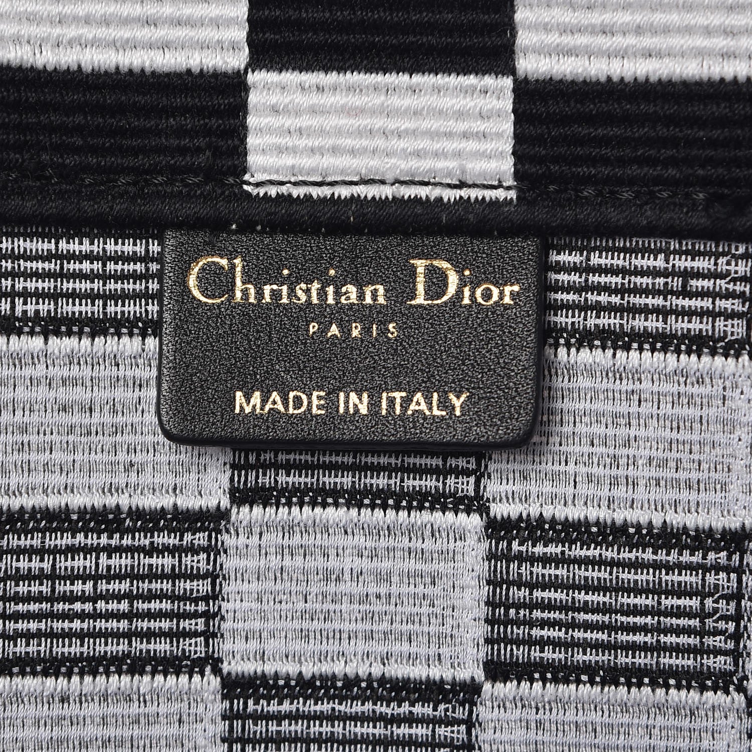Christian Dior Canvas Embroidered Checkered Book Tote Black White 6 of 10