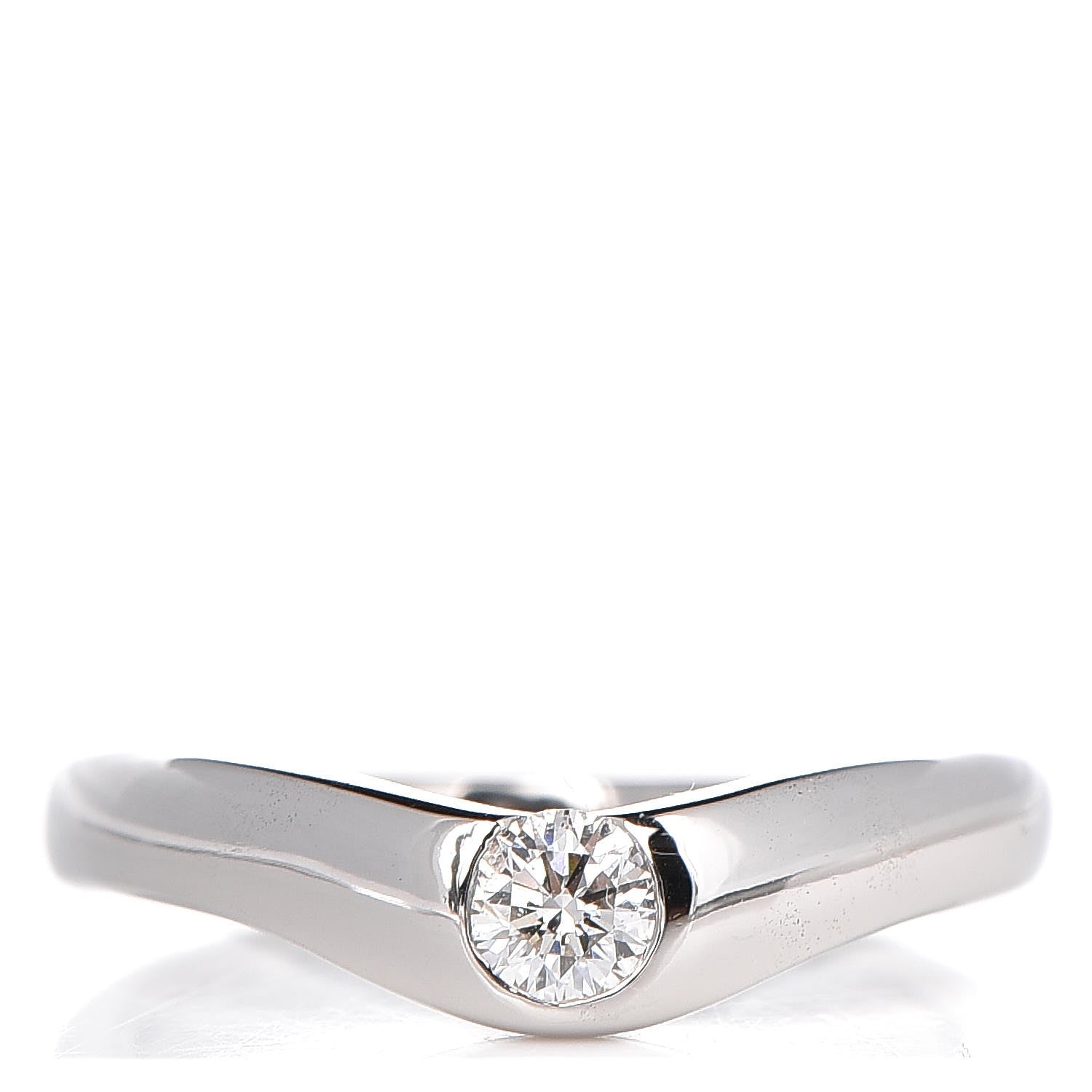 Tiffany Platinum Diamond Elsa Peretti Curved Band Ring 51 5.75 1 of 5