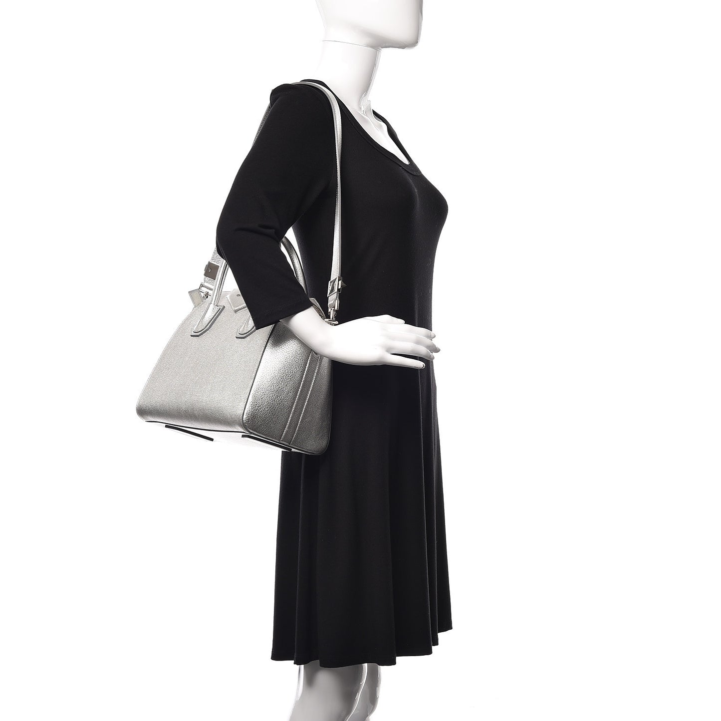 Metallic Sugar Goatskin Small Antigona Silver