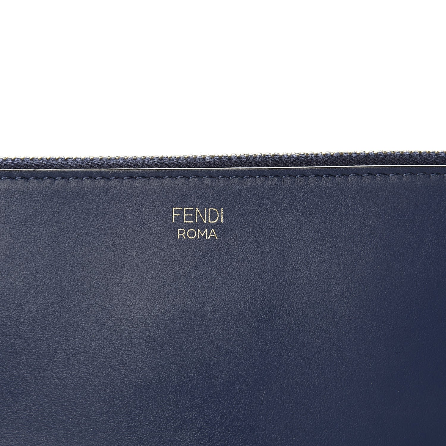 Fendi X FILA Vitello Century Mania Bi-Color FF 1974 Embossed Small Flat Clutch Nebula Blueberry Multicolor 8 of 8
