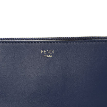 Fendi X FILA Vitello Century Mania Bi-Color FF 1974 Embossed Small Flat Clutch Nebula Blueberry Multicolor 8 of 8