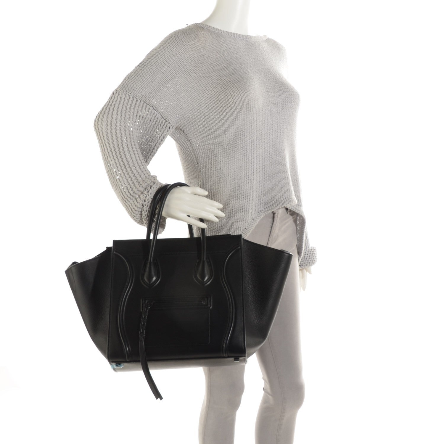 Celine Supple Calfskin Medium Phantom Luggage Black 2 of 9