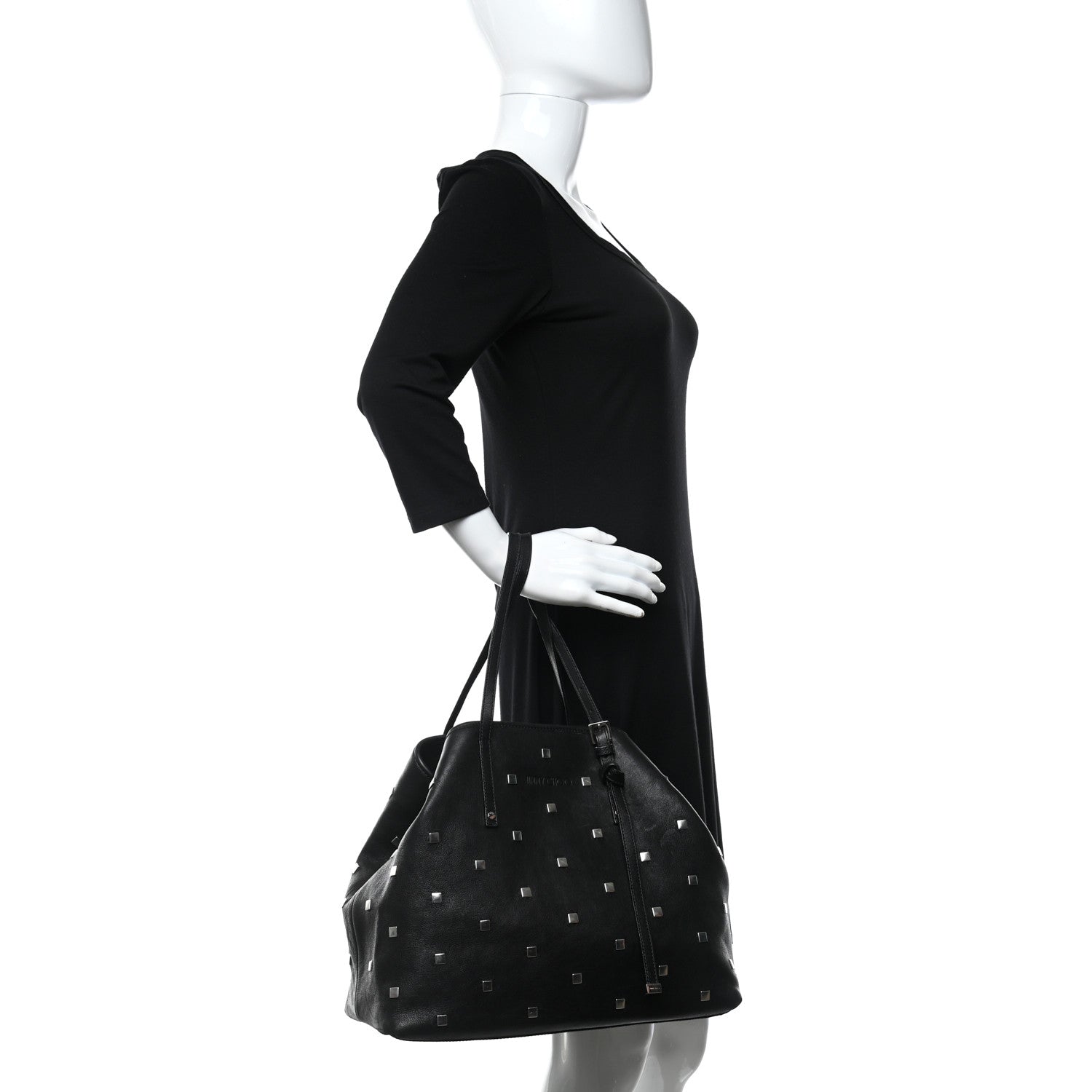 Jimmy Choo Calfskin Studded Tote Black 2 of 10