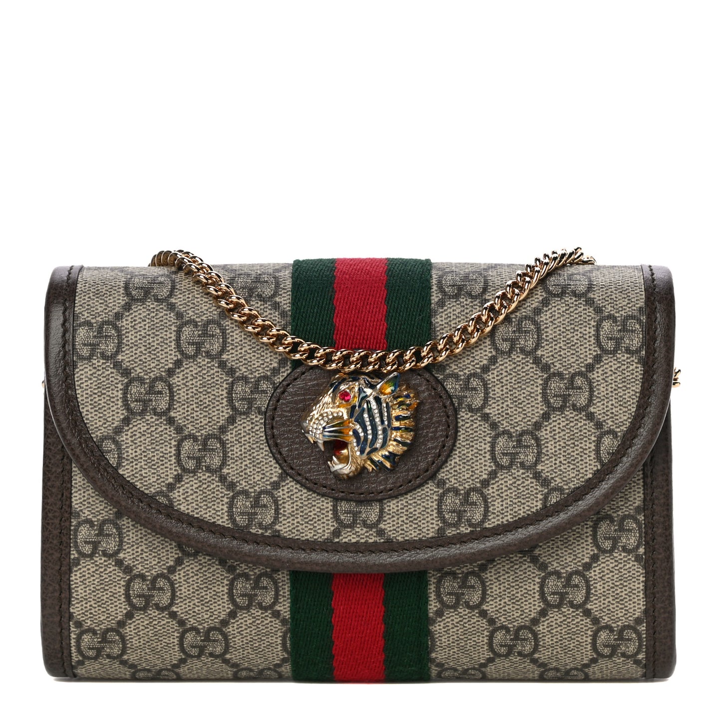 GG Supreme Monogram Web Mini Rajah Slim Flap Shoulder Bag Beige New Acero
