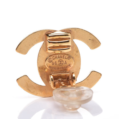 Chanel Crystal CC Turnlock Clip On Earrings Gold 3 of 13