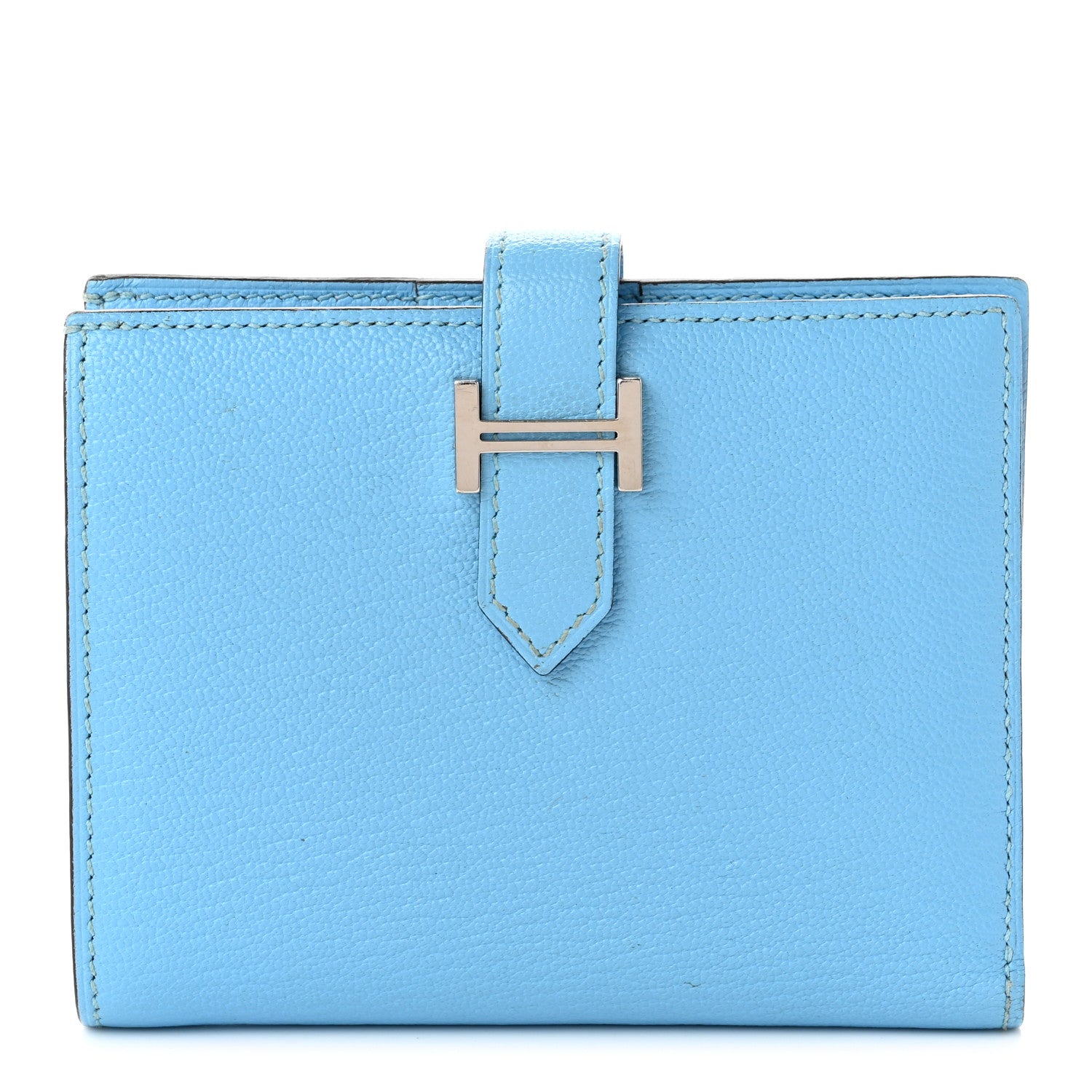 Hermes Chevre Mysore Bearn Compact Wallet Celeste 1 of 8