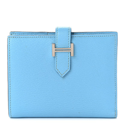 Hermes Chevre Mysore Bearn Compact Wallet Celeste 1 of 8