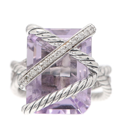 David Yurman Sterling Sterling Silver Diamond Lavender Amethyst 16mm Cable Wrap Ring 49 4.75 1 of 4