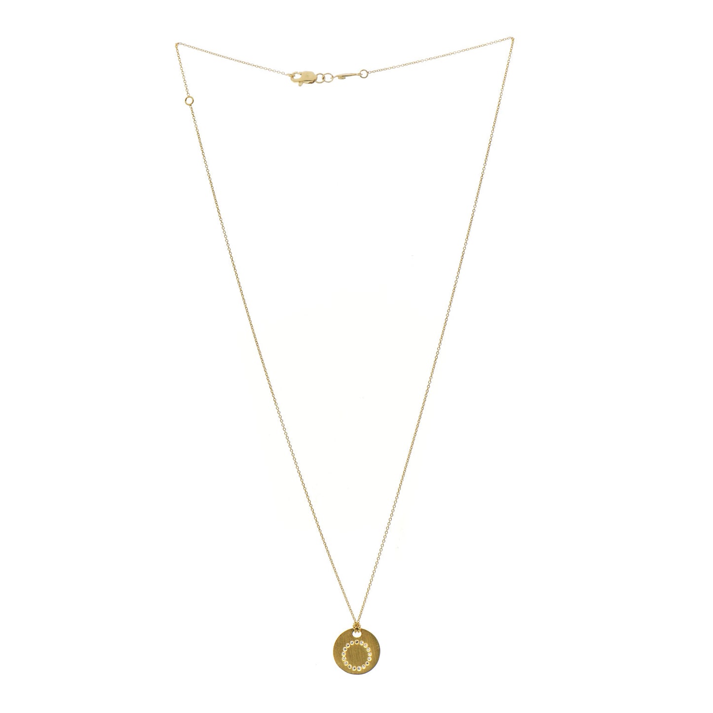 18K Yellow Gold Diamond Tiny Treasures Initial O Pendant Necklace