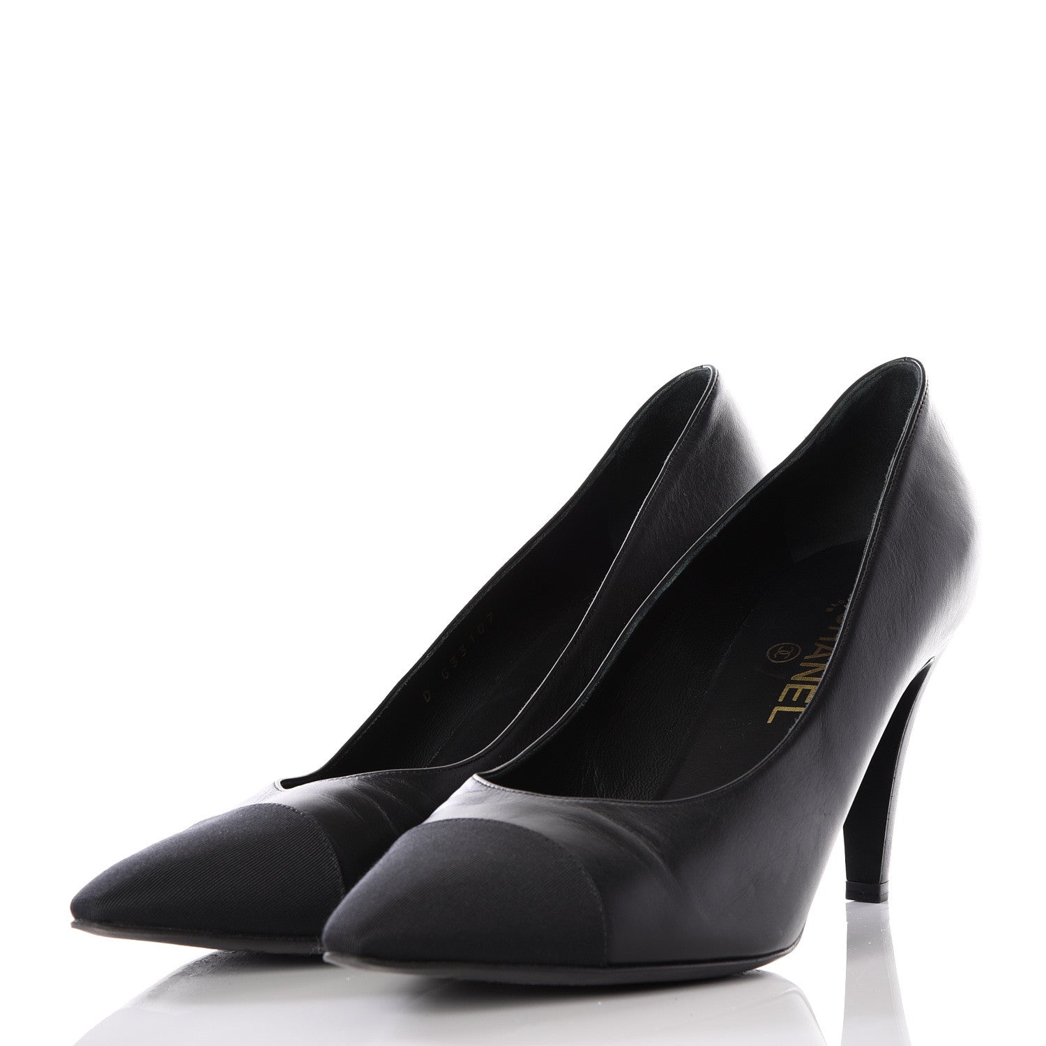 Chanel Iridescent Calfskin Grosgrain Cap Toe Pumps 41 Black 2 of 11