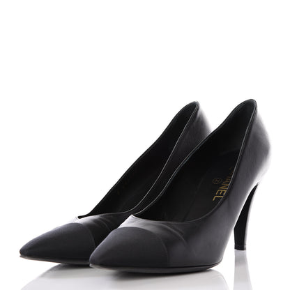 Chanel Iridescent Calfskin Grosgrain Cap Toe Pumps 41 Black 2 of 11