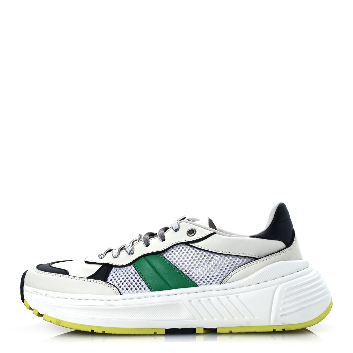 Calfskin Technical Mesh Speedster Sneakers 40 White Black Green