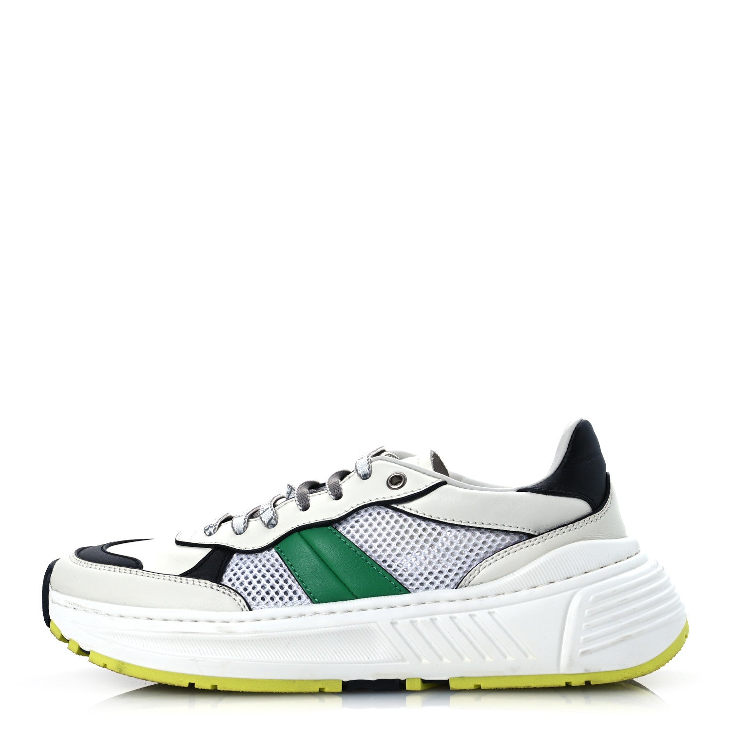 Bottega Veneta Calfskin Technical Mesh Speedster Sneakers 40 White Black Green 1 of 15