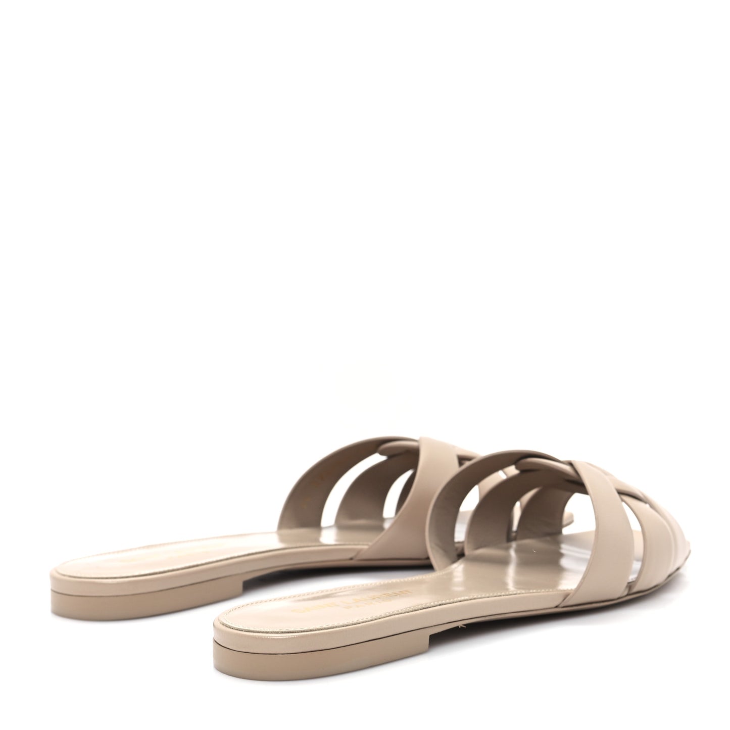 Calfskin Tribute 05 Slide Sandals 39.5 Dark Beige