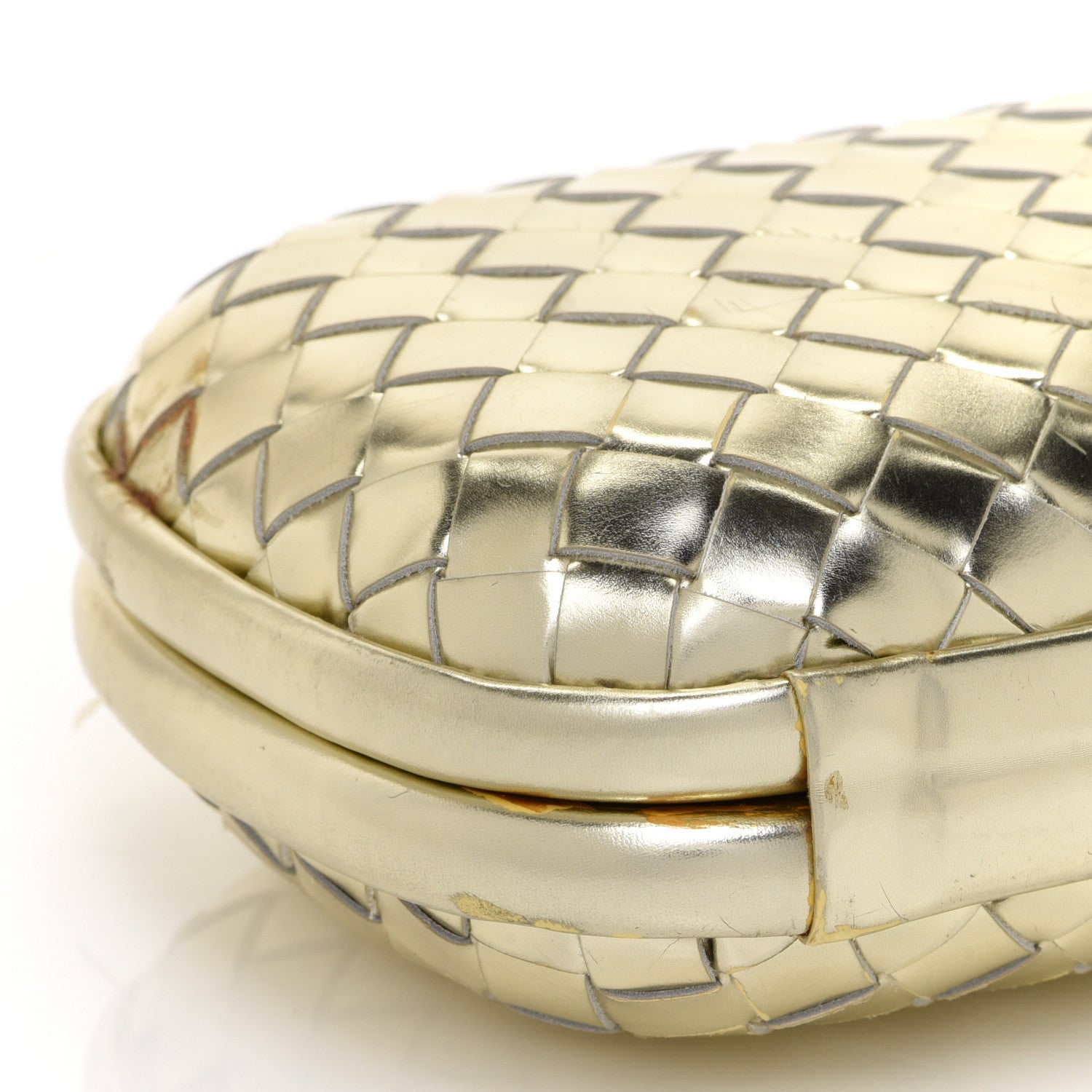 Bottega Veneta Metallic Napa Intrecciato Faille Knot Clutch Gold 8 of 12