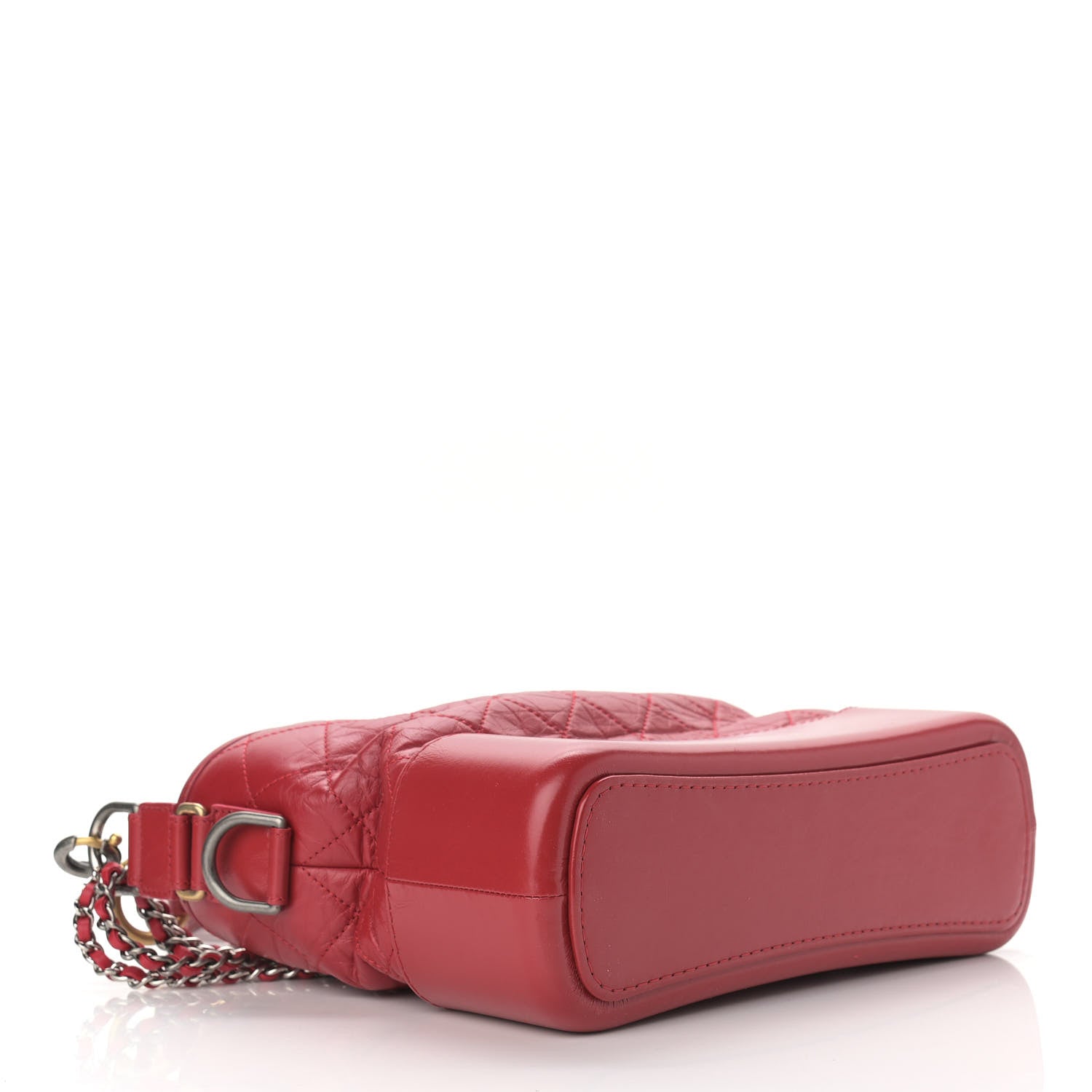 Chanel Aged Smooth Calfskin Quilted Medium Gabrielle Logo Hobo Red 4 of 10