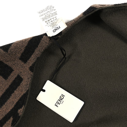 Fendi Wool Cashmere FF Print Poncho Tobacco Verde 3 of 3