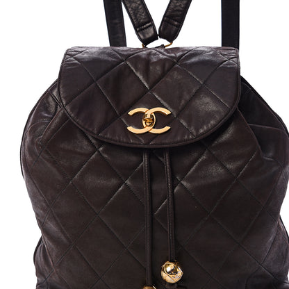 Chanel Lambskin Quilted Tassel Drawstring Backpack Dark Bown 7 of 17