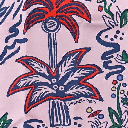 Hermes Silk Isola Di Primavera Scarf 90 Rose Fane Marine 2 of 3