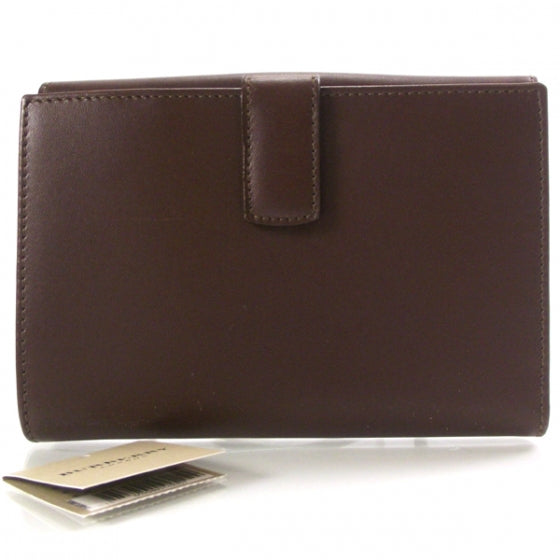 Leather House Check Wallet Brown