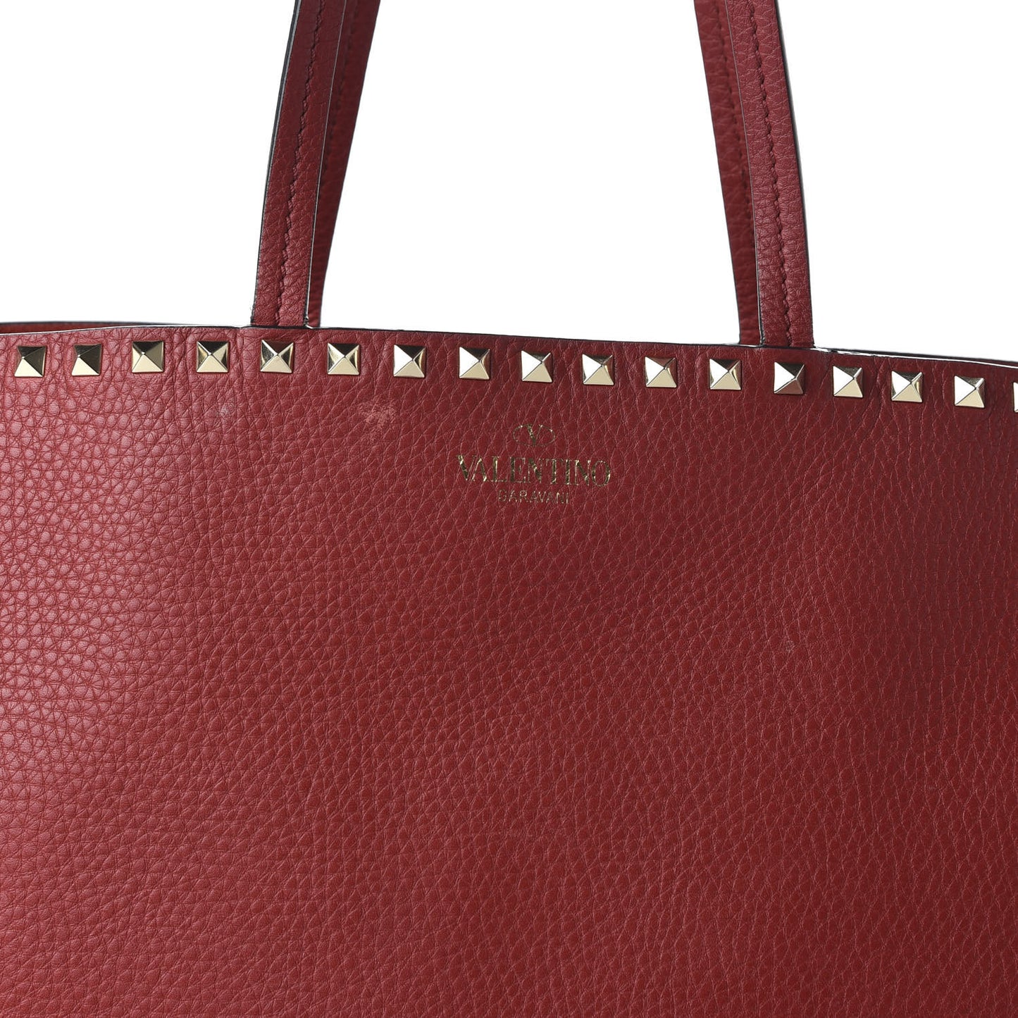 Grained Calfskin Rockstud Shoulder Tote Rosso Valentino