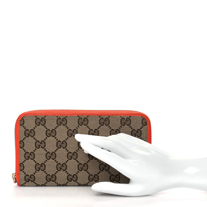 Gucci Monogram Dollar Calfskin Zip Around Wallet Beige Ebony Sun Orange 2 of 8