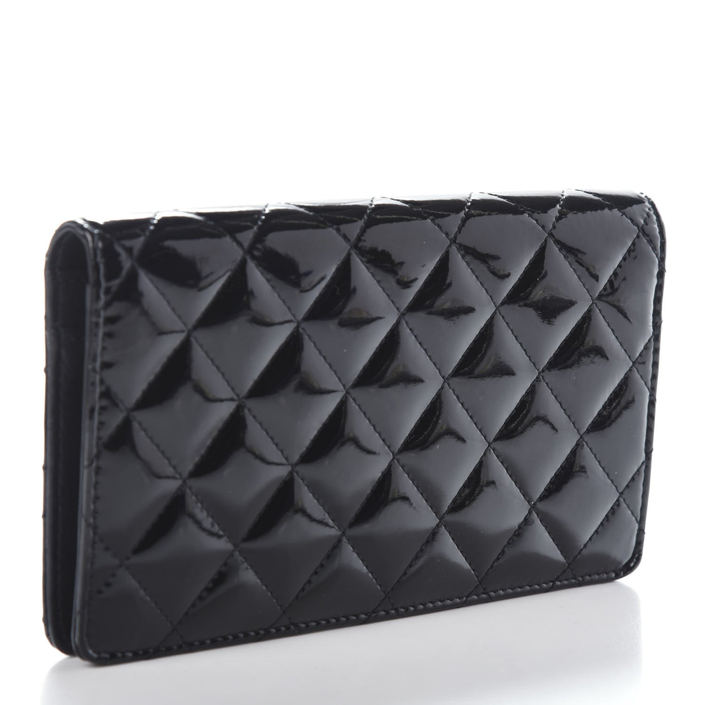 Patent Quilted Brilliant Yen Wallet Black