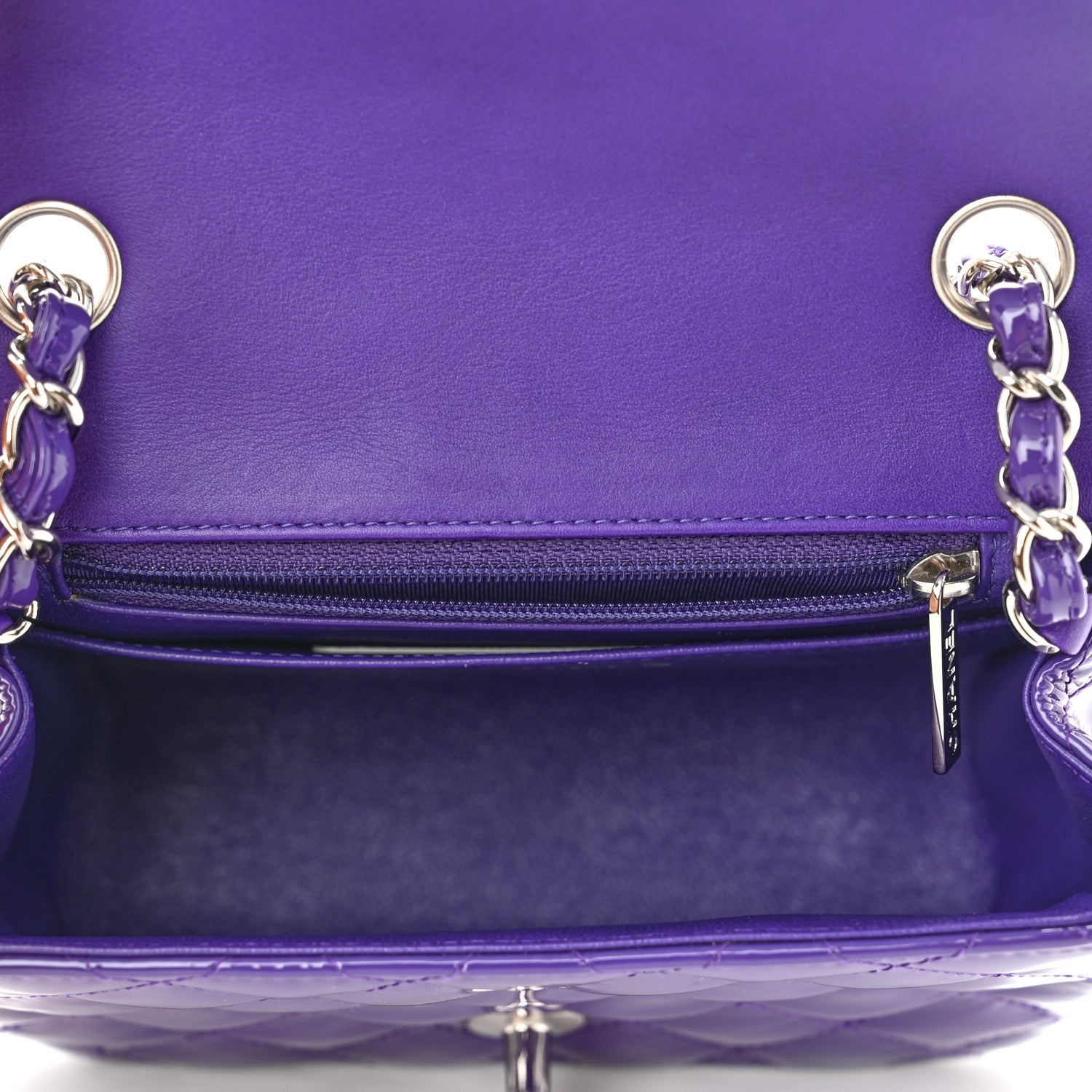 Chanel Patent Quilted Mini Square Flap Purple 5 of 10