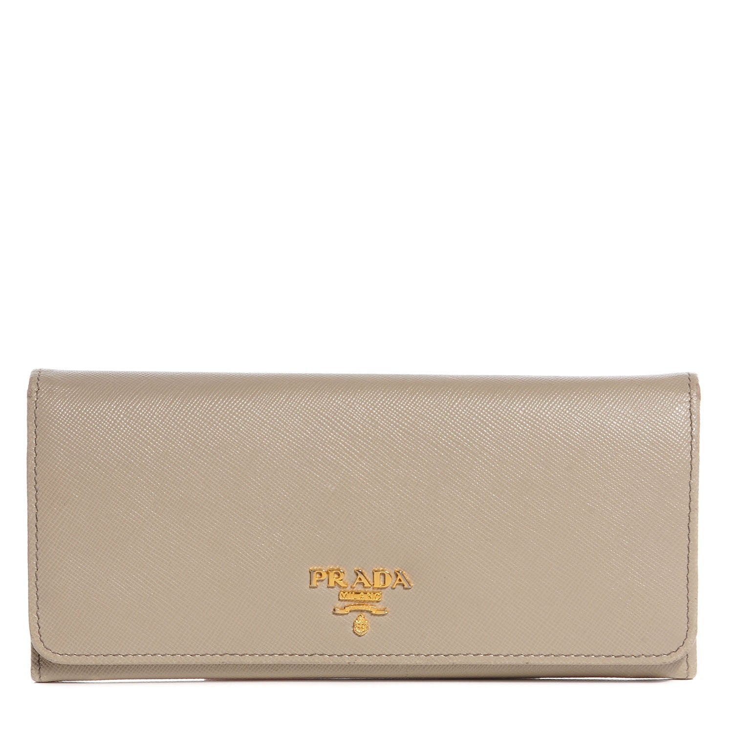 Prada Saffiano Metal Continental Flap Wallet Argilla 1 of 8