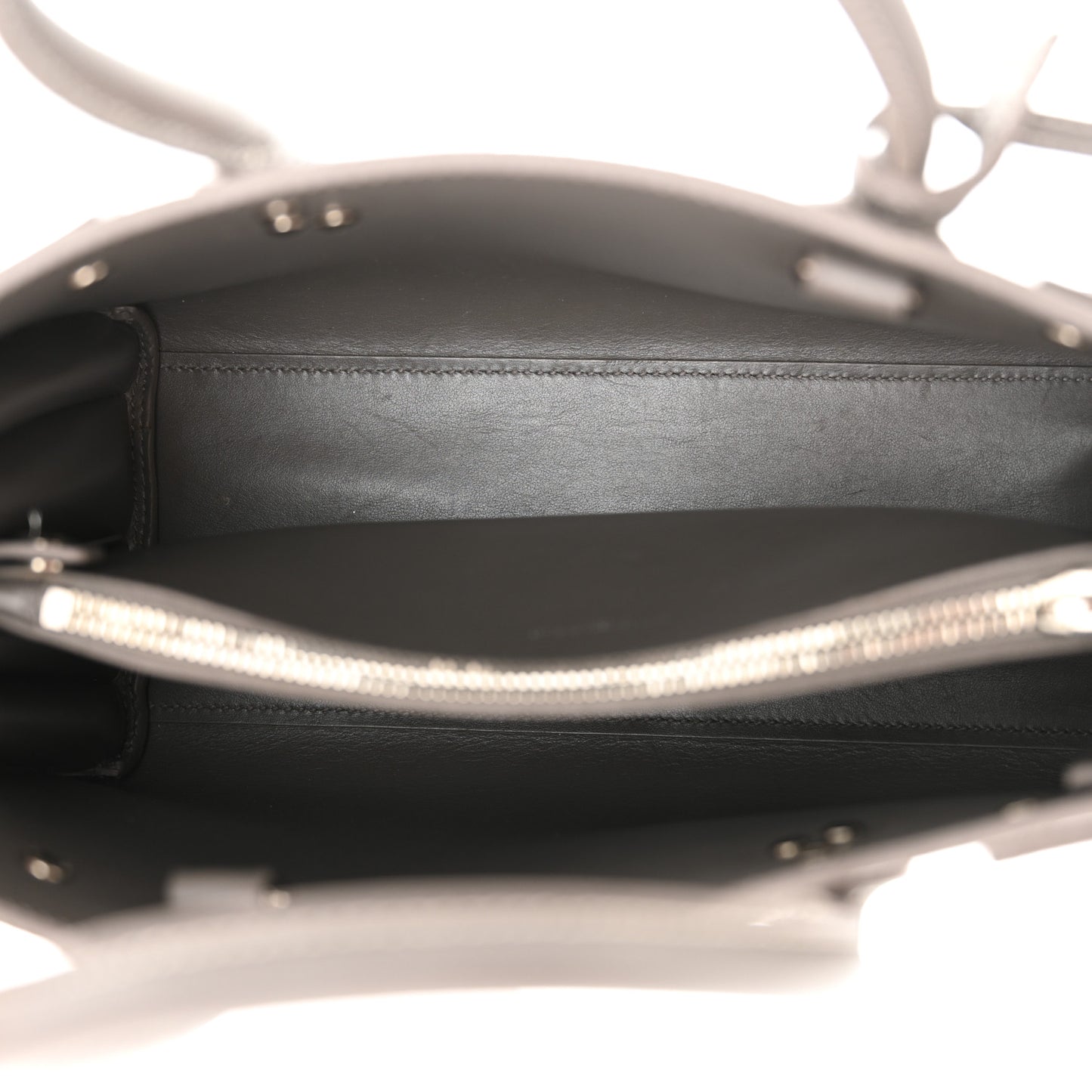 Grained Calfskin Topstich Baby Sac De Jour Grey
