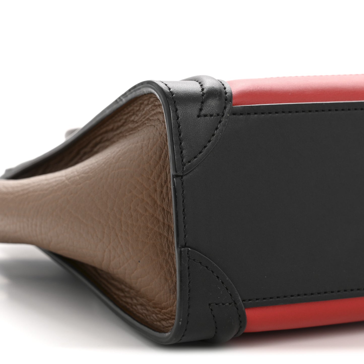 Smooth Calfskin Bullhide Nano Tri-Color Luggage Bright Red