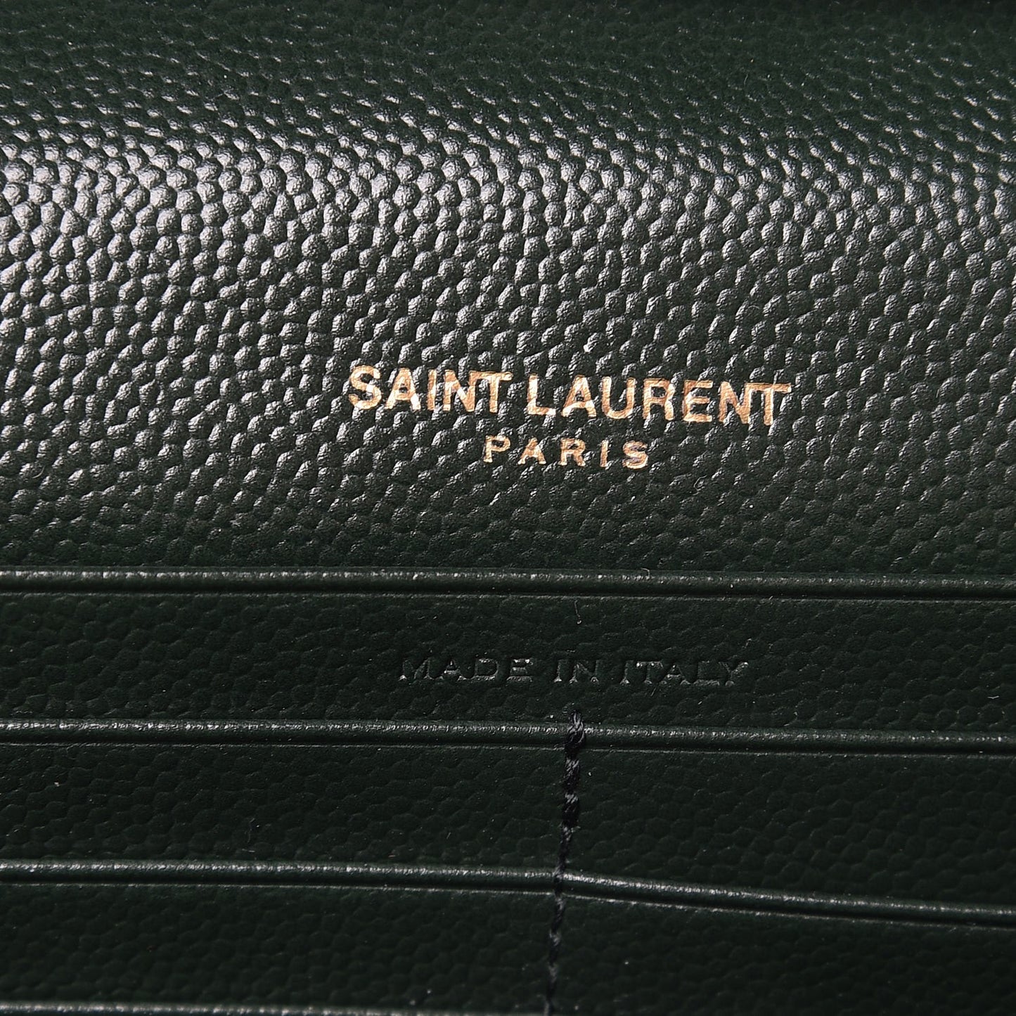 Grain De Poudre Matelasse Chevron Monogram Chain Wallet Dark Green