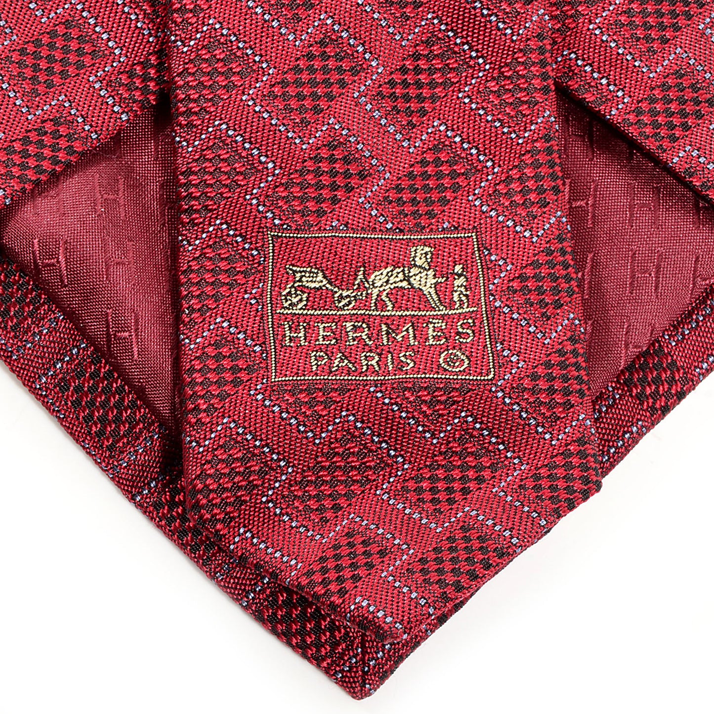 Mens Heavy Silk Twill Woven Geometric Neck Tie Red