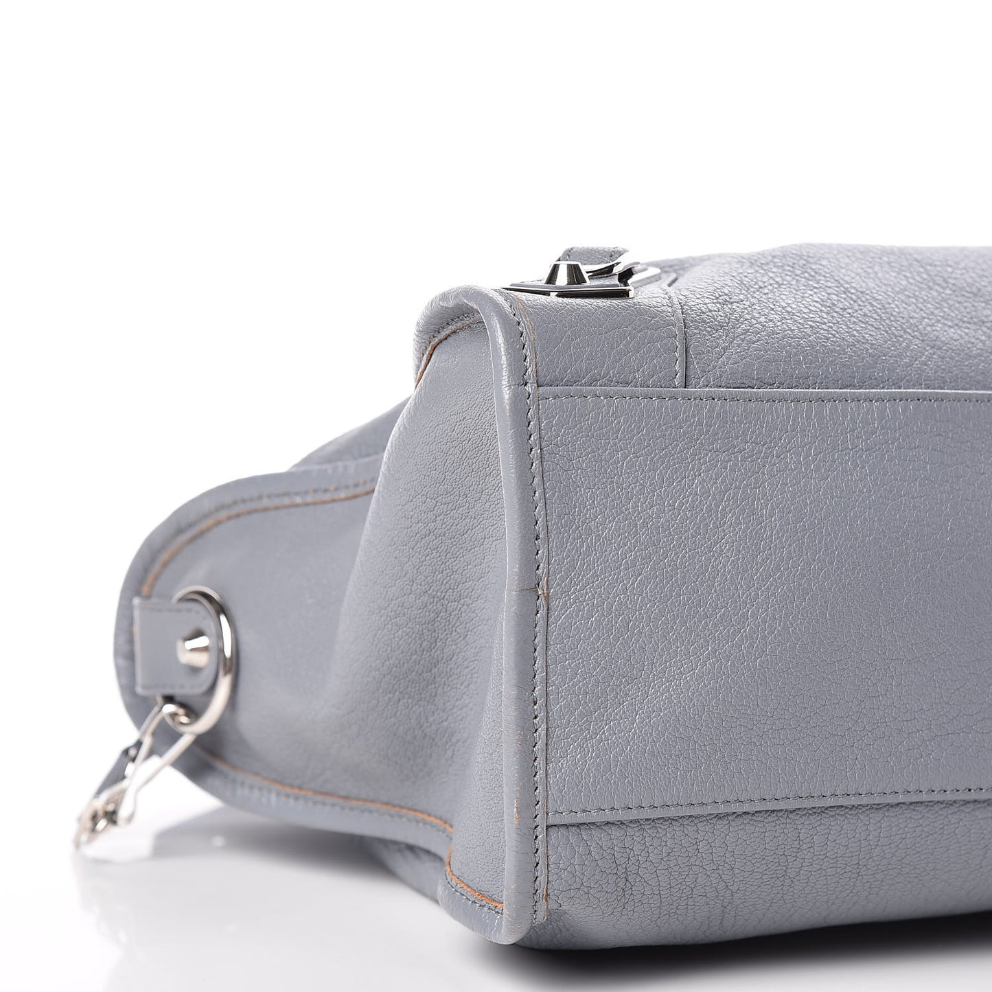 Chevre Silver Metallic Edge Hardware City Bleu Acier