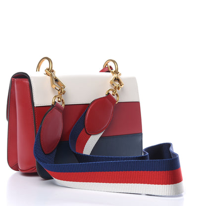 Gucci Calfskin Sylvie Web Queen Margaret Shoulder Bag Blue Agata Hibiscus Red Mystic White 3 of 11