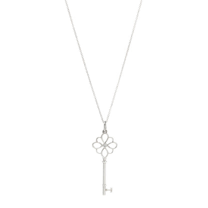 Tiffany Sterling Silver Diamond Knot Key Pendant Necklace 1 of 4