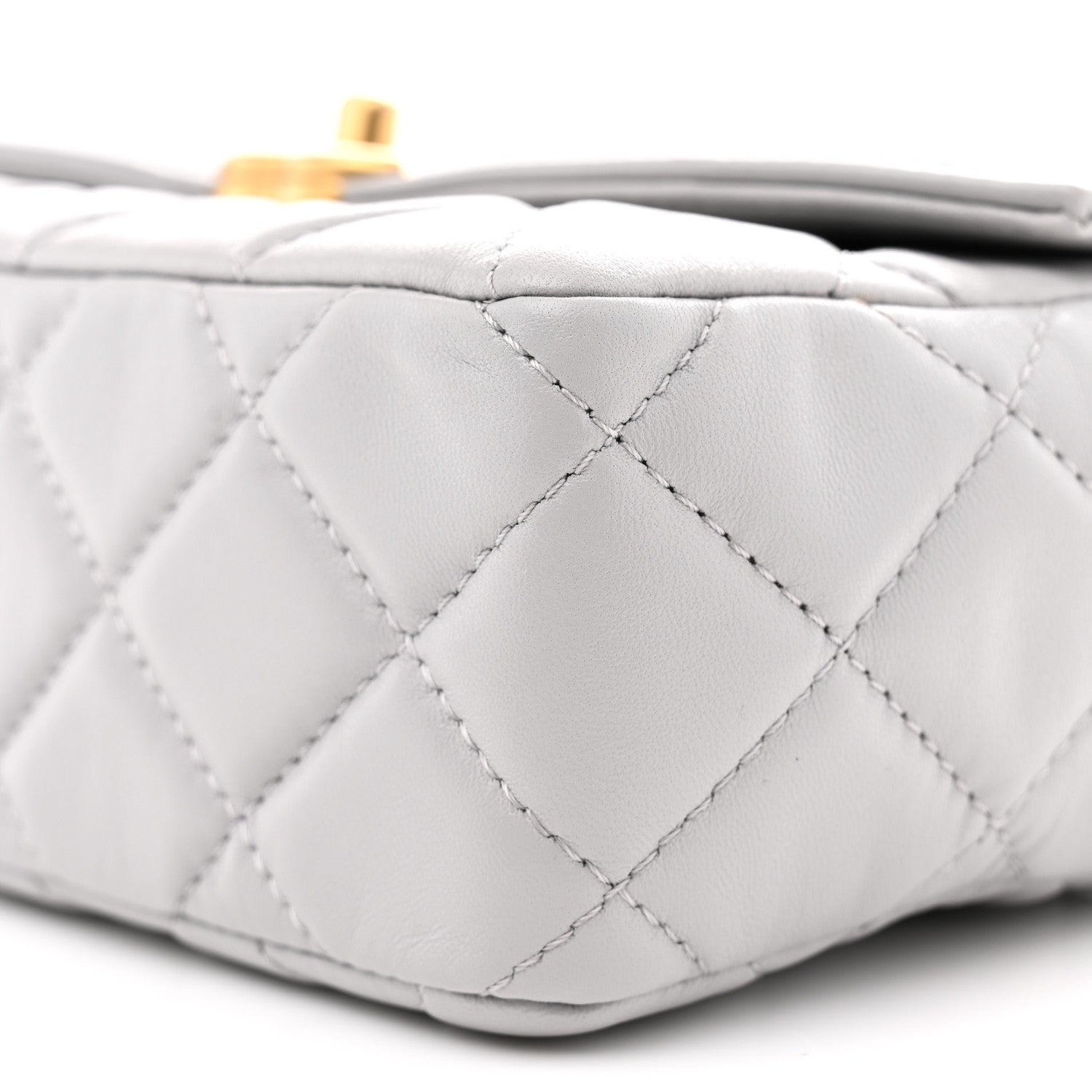Chanel Shiny Lambskin Quilted Mini Flap Grey 10 of 11
